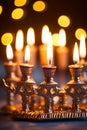 Hanukkah Menorah with Dreidels and Gelt