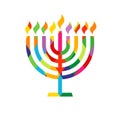 Hanukkah menorah emblem colored Royalty Free Stock Photo