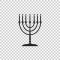 Hanukkah menorah icon isolated on transparent background. Religion icon. Hanukkah traditional symbol. Holiday religion Royalty Free Stock Photo