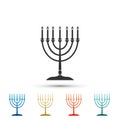 Hanukkah menorah icon isolated on white background. Religion icon. Hanukkah traditional symbol. Holiday religion, jewish Royalty Free Stock Photo