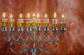 jewish holiday Hanukkah with menorah traditional candelabra Royalty Free Stock Photo