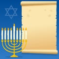 Hanukkah Menorah and Old Parchment