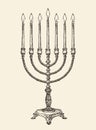 Hanukkah menorah. Vintage sketch vector Royalty Free Stock Photo