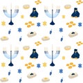 Hanukkah pattern with candles donuts stars