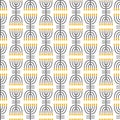 Hanukkah seamless pattern. Hanukkah simbols. Hanukkah candles, menorah, sufganiot and dreidel.