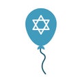 Hanukkah, star of David in the balloon decoration flat icon