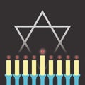 Hanukkah. Star of David. Candles in a candlestick. Vector.