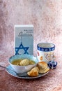 Hanukkah still life with soup Royalty Free Stock Photo