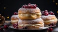 Hanukkah sufganiyot. Traditional Jewish donuts for Hanukkah