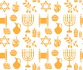 Hanukkah symbol seamless pattern.