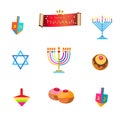 Hanukkah symbols for greeting card elements icons Royalty Free Stock Photo