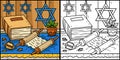 Hanukkah Torah Scroll and Book Illustration Royalty Free Stock Photo