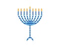 Blue Hanukkah menorah with stripes and snowflakes