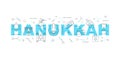 Hanukkah word with line icon. Linear vector pattern.
