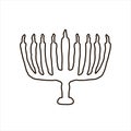 Hanukkiah black silhouette. Jewish holiday of Hanukkah. doodle Hanukkah. Vector illustration on isolated background.