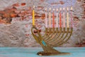 Hanukkiah Menorah as a symbol of Jewish holiday Hanukkah
