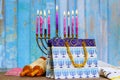 An Hanukkiah Menorah menorah represents a traditional Jewish holiday Hanukkah
