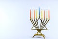 Hanukkiah Menorah symbol represents a Jewish holiday Hanukkah during Hanukkah