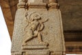 Hanuman carving on a pillar of the Hazararama temple, Hampi, Karnataka, India Royalty Free Stock Photo