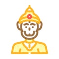 hanuman hinduism religion color icon vector illustration