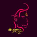 Hanuman Jayanti festival wishes poster, greeting, Hanuman face line art tattoo vector design