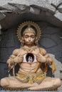 Hanuman statue, Hindu idol near Ganges River, Rishikesh, India. Sacred places for pilgrims