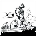 Hanuman temple of karol bagh new delhi sketch creative banner Royalty Free Stock Photo