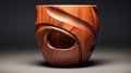 Hanya Cup: A Bold And Dynamic Wooden Vase With Carved Design