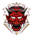 Hanya illustration. red devil face illustration. vector head of red demon