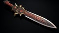 Hanya Knife: 3d Model Of A Tattoo-inspired Sword In Light Red And Dark Gold