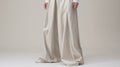 Hanya Pants: Ivory Silk Wide Leg Pants In Angura Kei Style