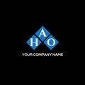 HAO letter logo design on BLACK background. HAO creative initials letter logo concept. HAO letter design.HAO letter logo design on Royalty Free Stock Photo
