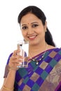 Happ traditional woman drinking glass of water