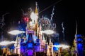 Happily Ever After is Spectacular fireworks show at Cinderella`s Castle on dark night background in Magic Kingdom  27 Royalty Free Stock Photo