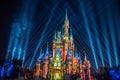 Happily Ever After is Spectacular fireworks show at Cinderella`s Castle on dark night background in Magic Kingdom  9 Royalty Free Stock Photo
