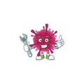 Happily Mechanic amoeba coronaviruses cartoon character design