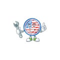Happily Mechanic circle badges USA cartoon character design