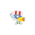 Happily uncle sam hat mascot design style with envelope