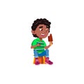 happiness african boy eat delicious ice cream on children party cartoon vector