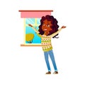 happiness african girl joying good weather cartoon vector