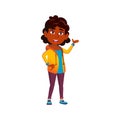 happiness african girl showing family house cartoon vector