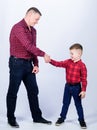 Happiness being father of boy. Dad and adorable child. Parenthood concept. Fathers day. Father example of noble human Royalty Free Stock Photo