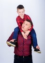 Happiness being father of boy. Parenthood concept. Fathers day. Father example of noble human. Cool guys. Father little Royalty Free Stock Photo