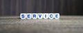 Services boggle word cubes on dark background