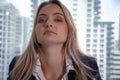 Happiness business woman manager smile portrait working job at desk.