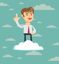 Happiness businessman standing on cloud Royalty Free Stock Photo