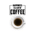 Happiness is a cup of coffee. Motivation illustration with phrase and cup of coffee