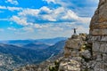 Happiness in endless mountains Royalty Free Stock Photo