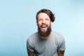 Happiness enjoyment laugh bearded man expression Royalty Free Stock Photo