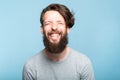 Happiness enjoyment laugh bearded exhilarated man Royalty Free Stock Photo